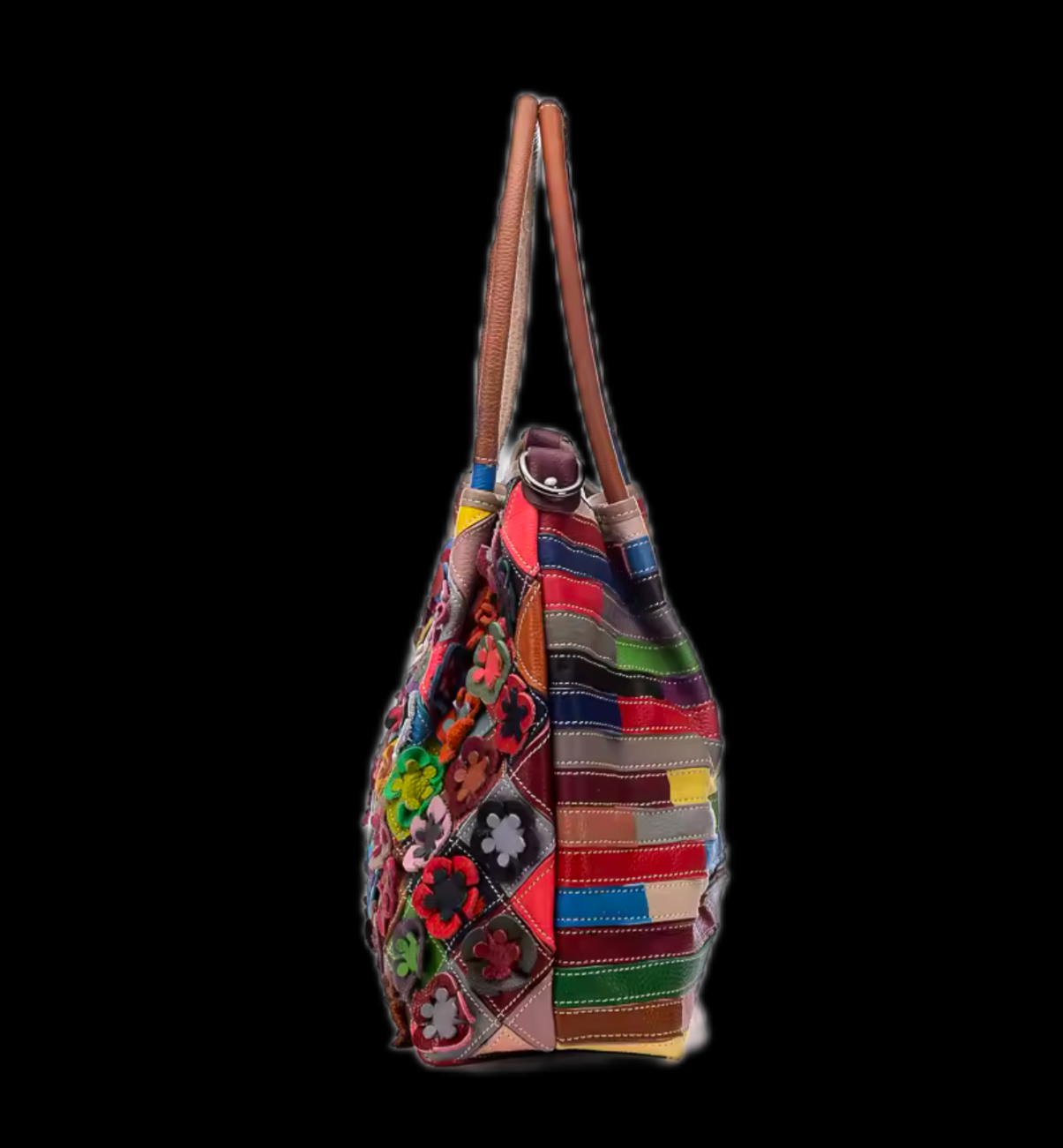 Real Leather Large Colourful Bag