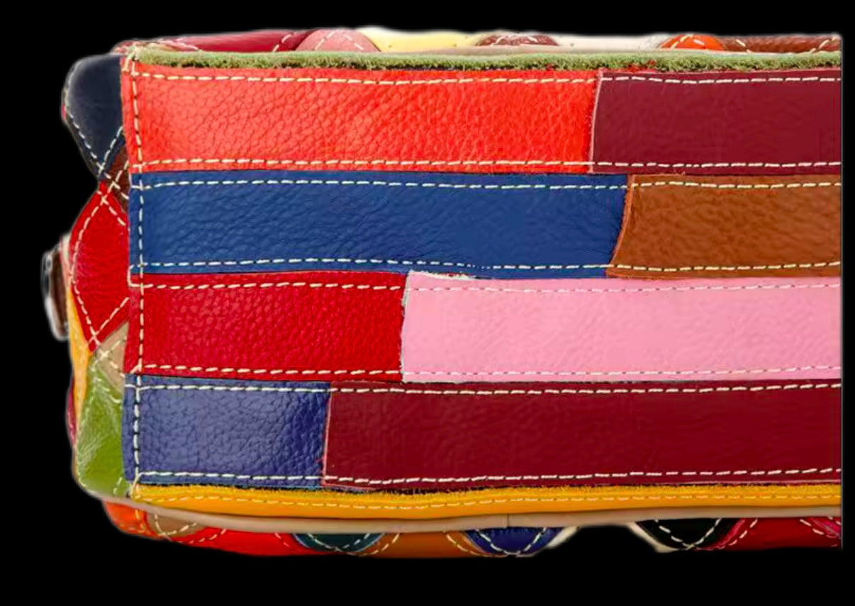 Real Leather Colourful Square Bag