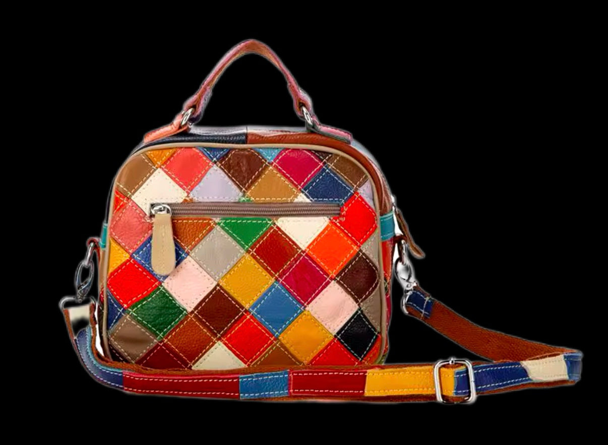 Real Leather Colourful Square Bag