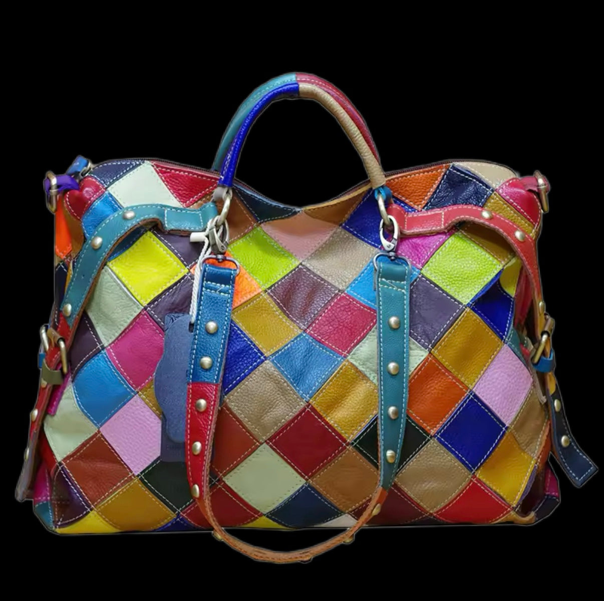 Real Leather Large Colourful Bag