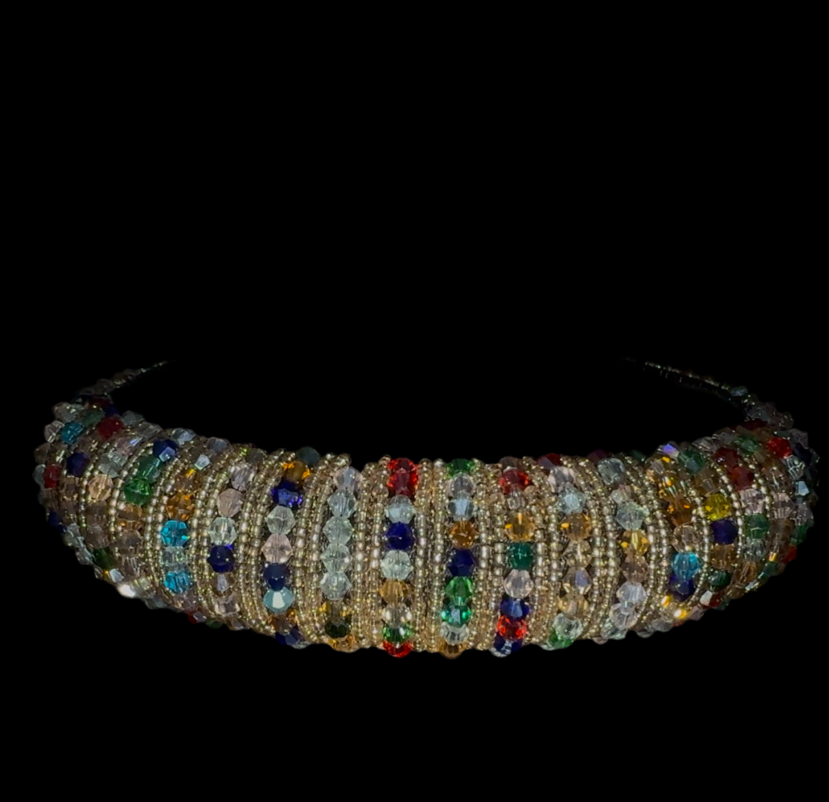 Colourful Beaded Headband Gold