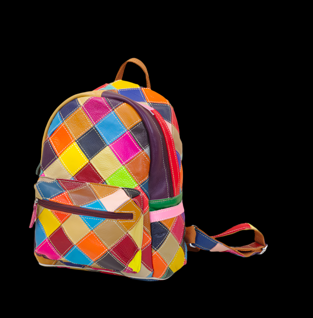 Real Leather Colourful Backpack Bag