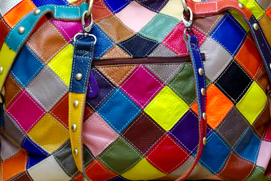 Real Leather Large Colourful Bag