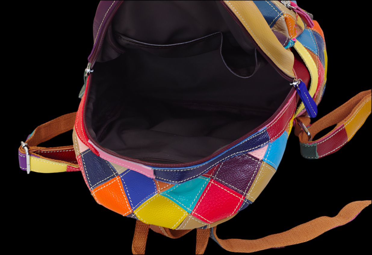 Real Leather Colourful Backpack Bag