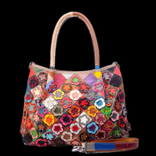 Real Leather Large Colourful Bag