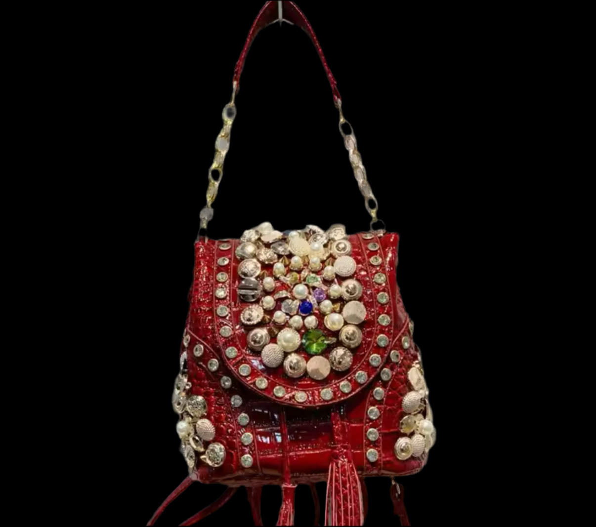 Red & Gold Beaded Backpack