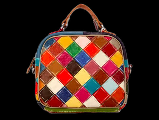 Real Leather Colourful Square Bag